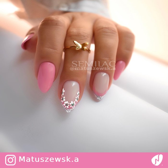 Floral Double French Nails